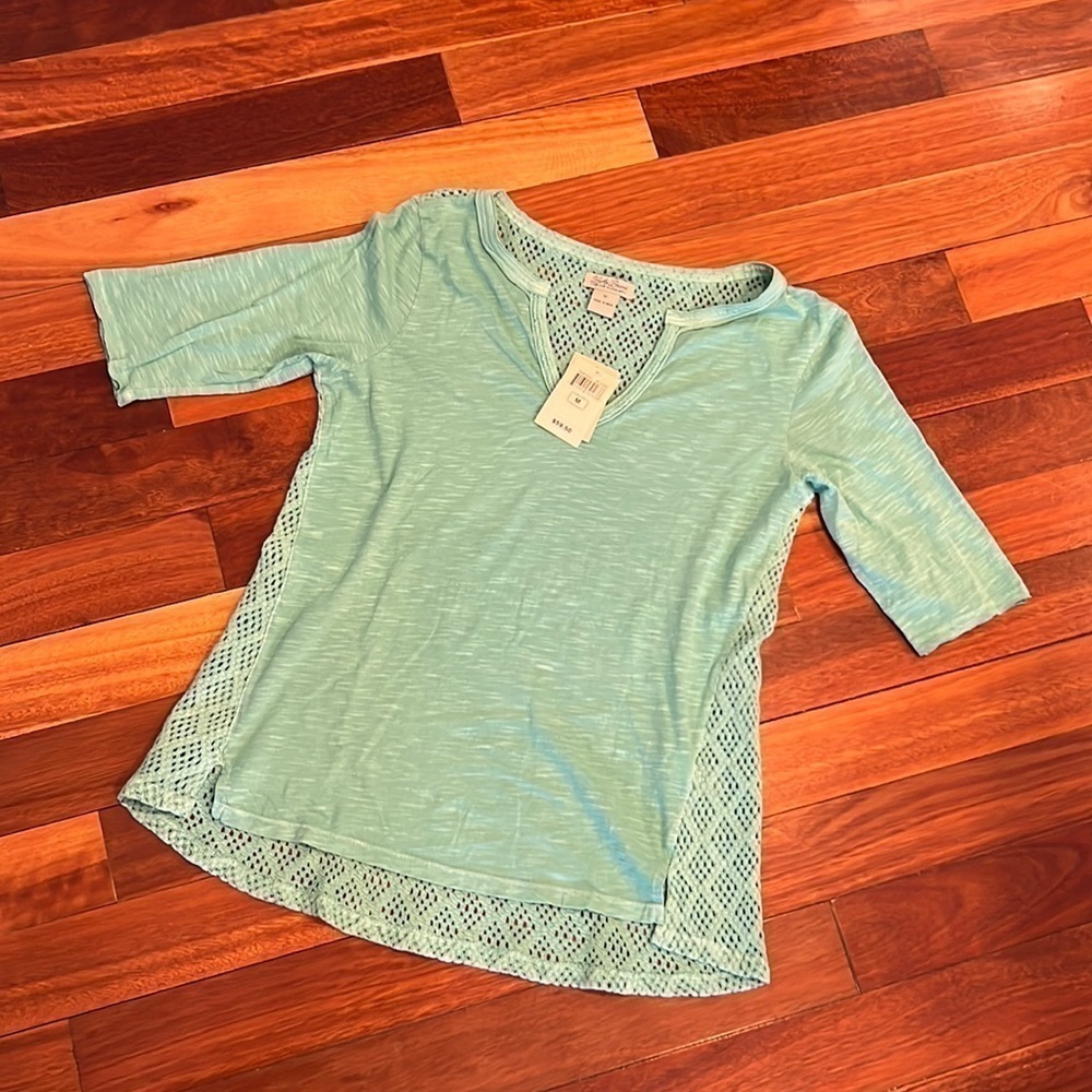⭐️ New Lucky Brand Mint Green Mesh Top Size Medium
